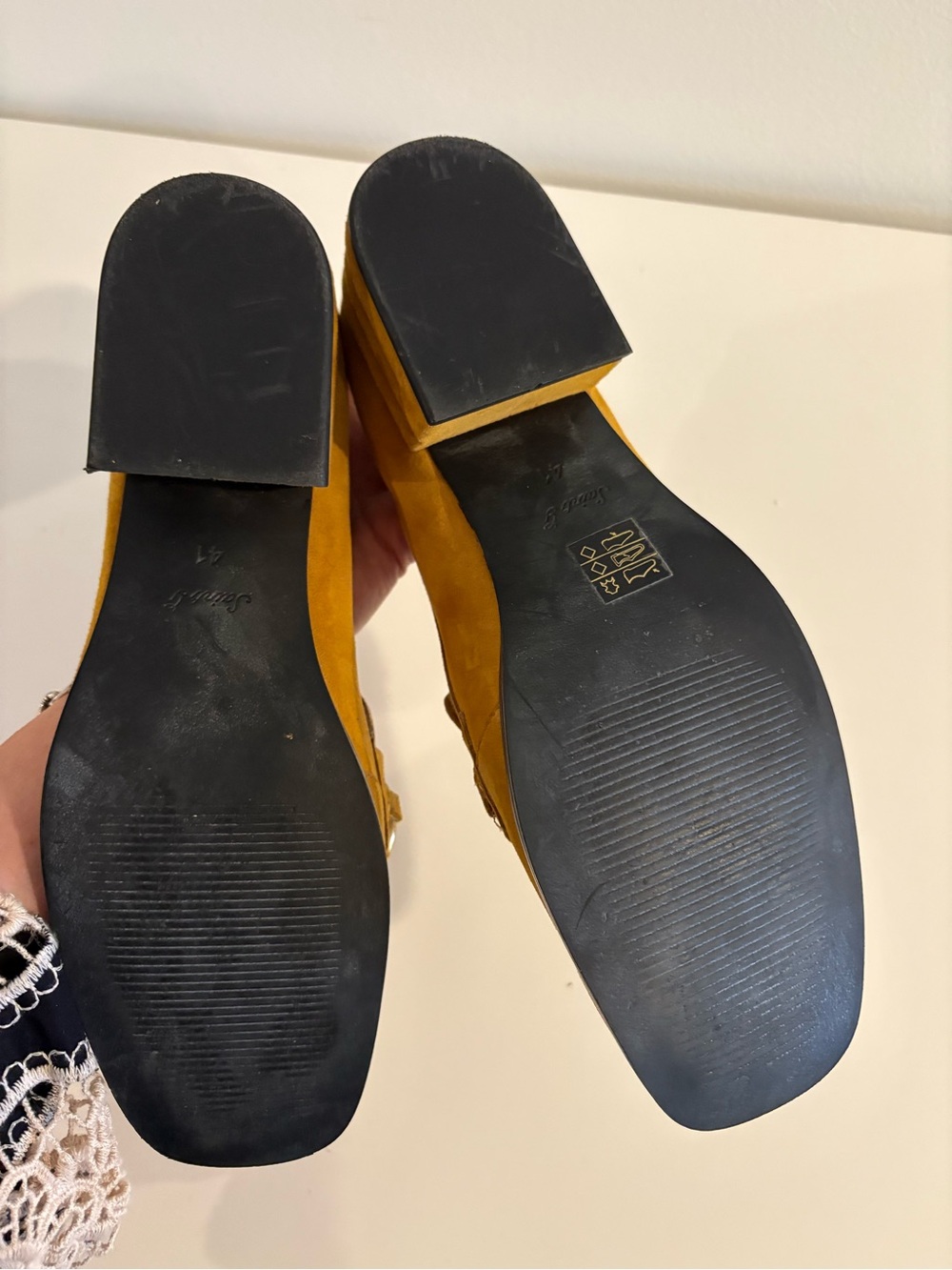 Saint G || Jacqueline Suede Loafer Pump Horsebit Suede Mustard Yellow Gold 41 - Picture 8 of 10